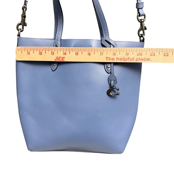 Coach Central Shopper Tote Blue Leather Bag Detachable Strap & Charm 78217 - Picture 4 of 10
